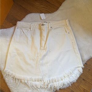 We The Free Bailey raw Hem  Asymmetrical Cream Skirt size 31